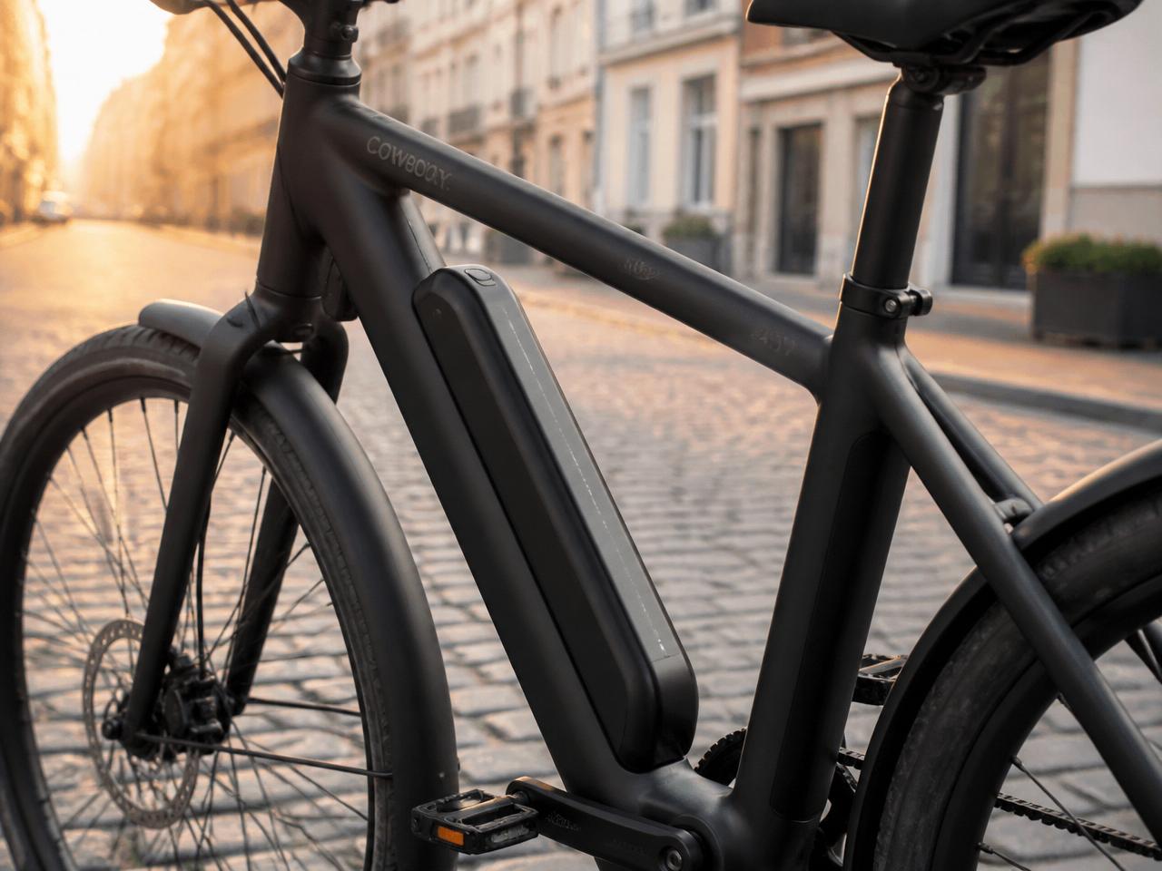 E-bike met geïntegreerde batterij op een Belgische straat