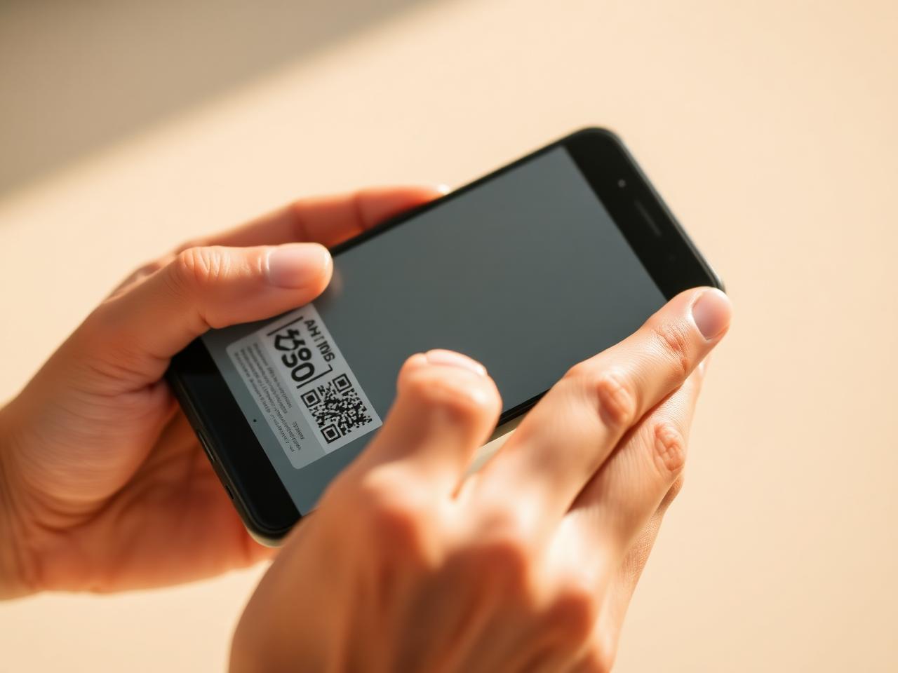 Smartphone scant QR-code op een batterij